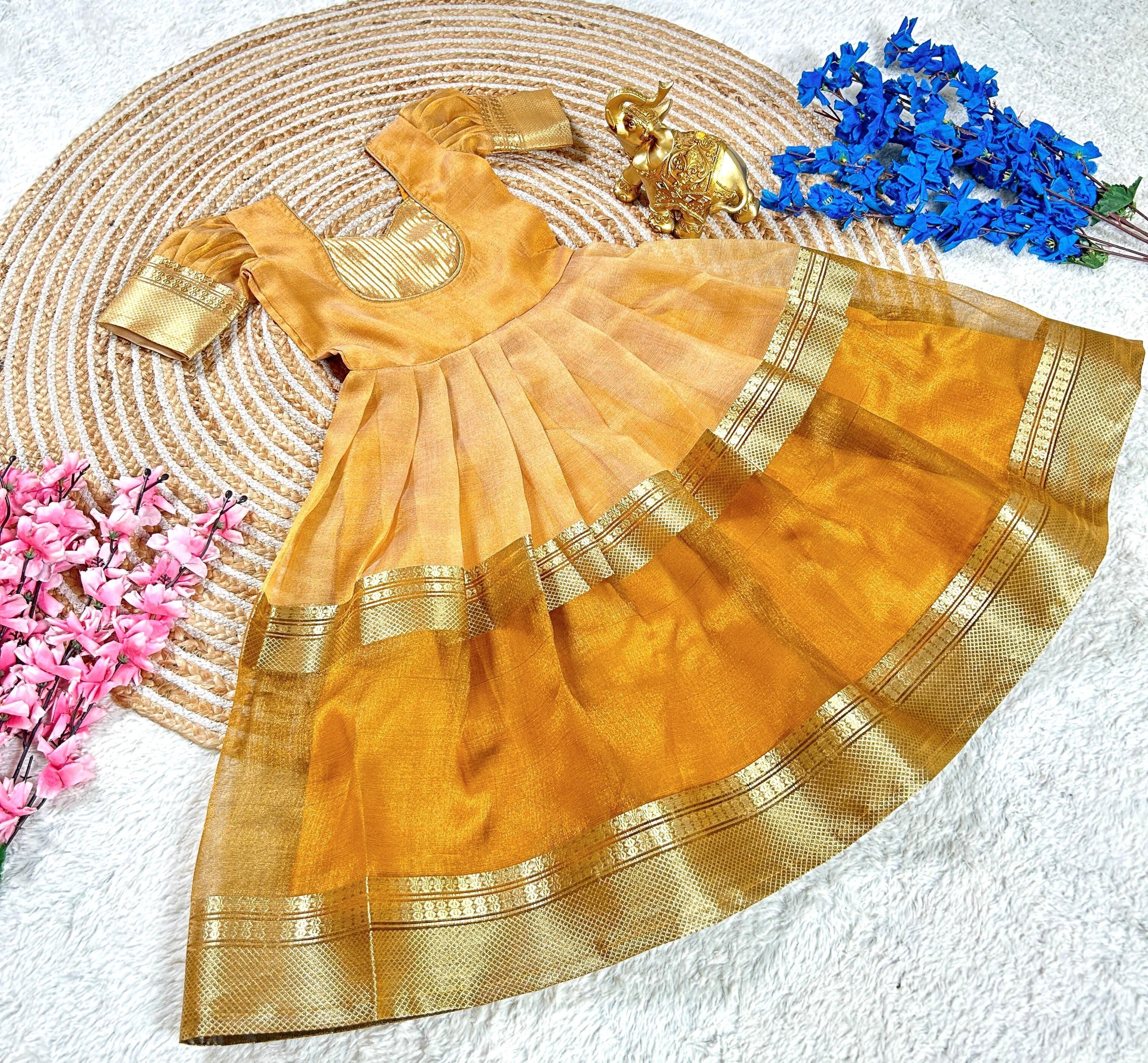 Barbie-Inspired Mysore Tissue Silk Gown for Kids 🎀