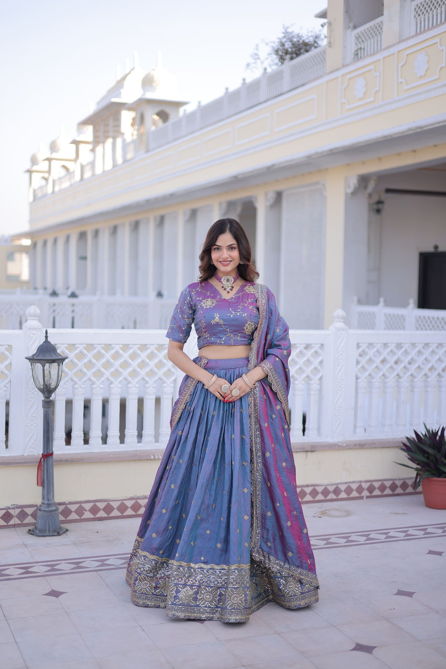 royal blue designer lehenga for women