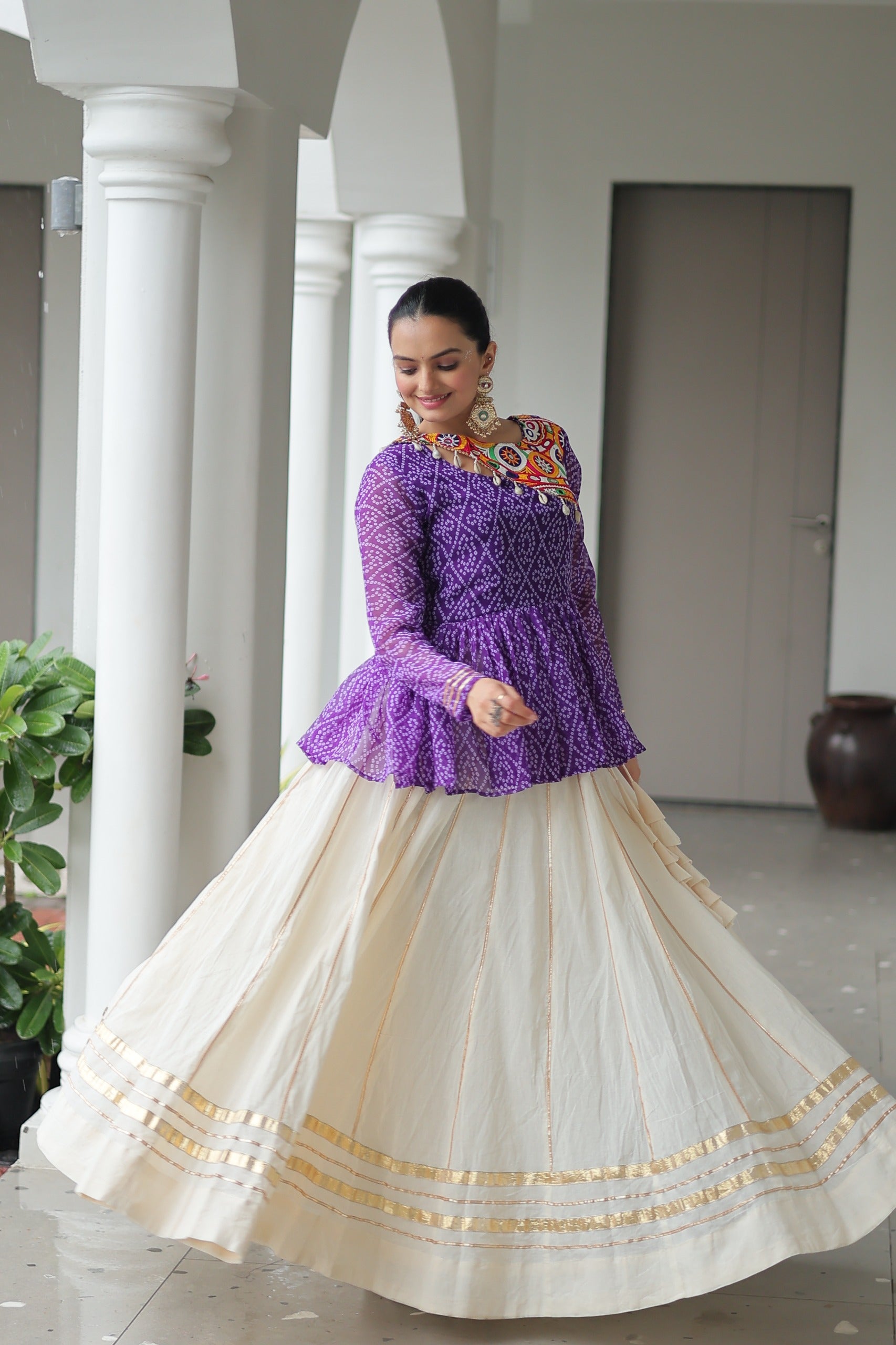 Purple Lehenga Choli with Gamthi detailing
