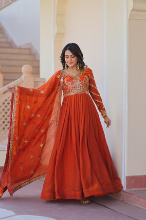 Close-up of zari sequins embroidery on gown