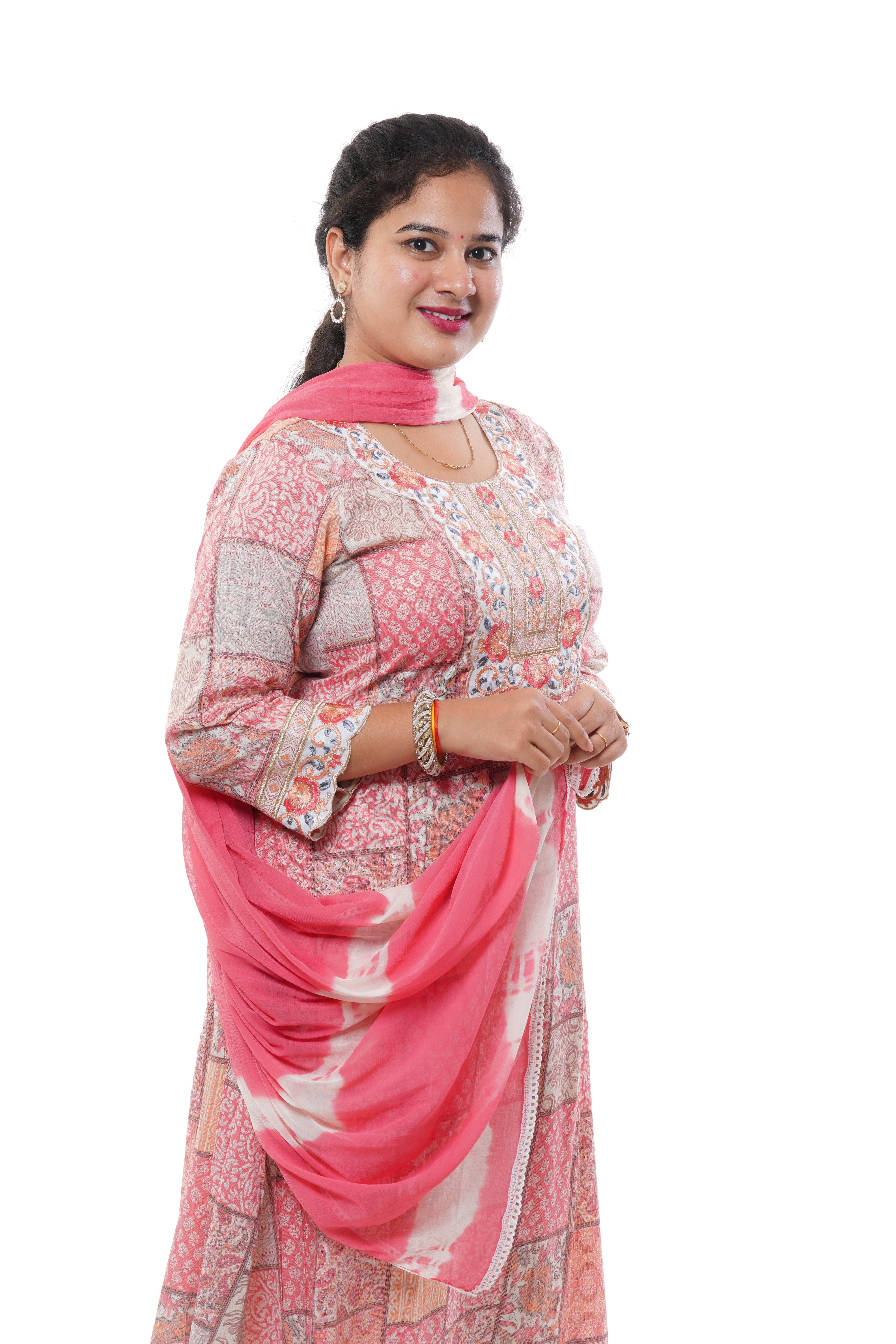 pink kurti set for women