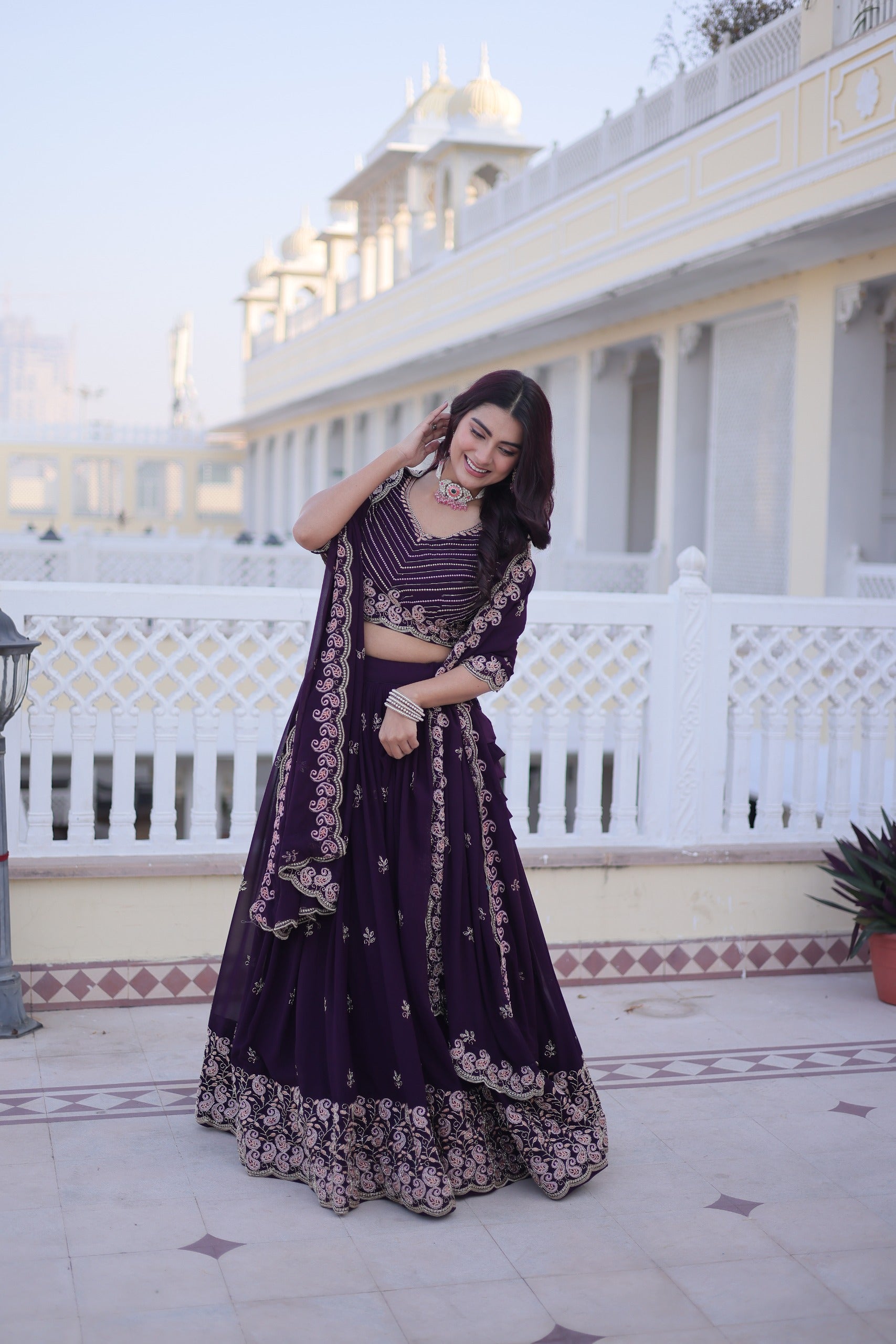 Sequins zari work party wear lehenga for women