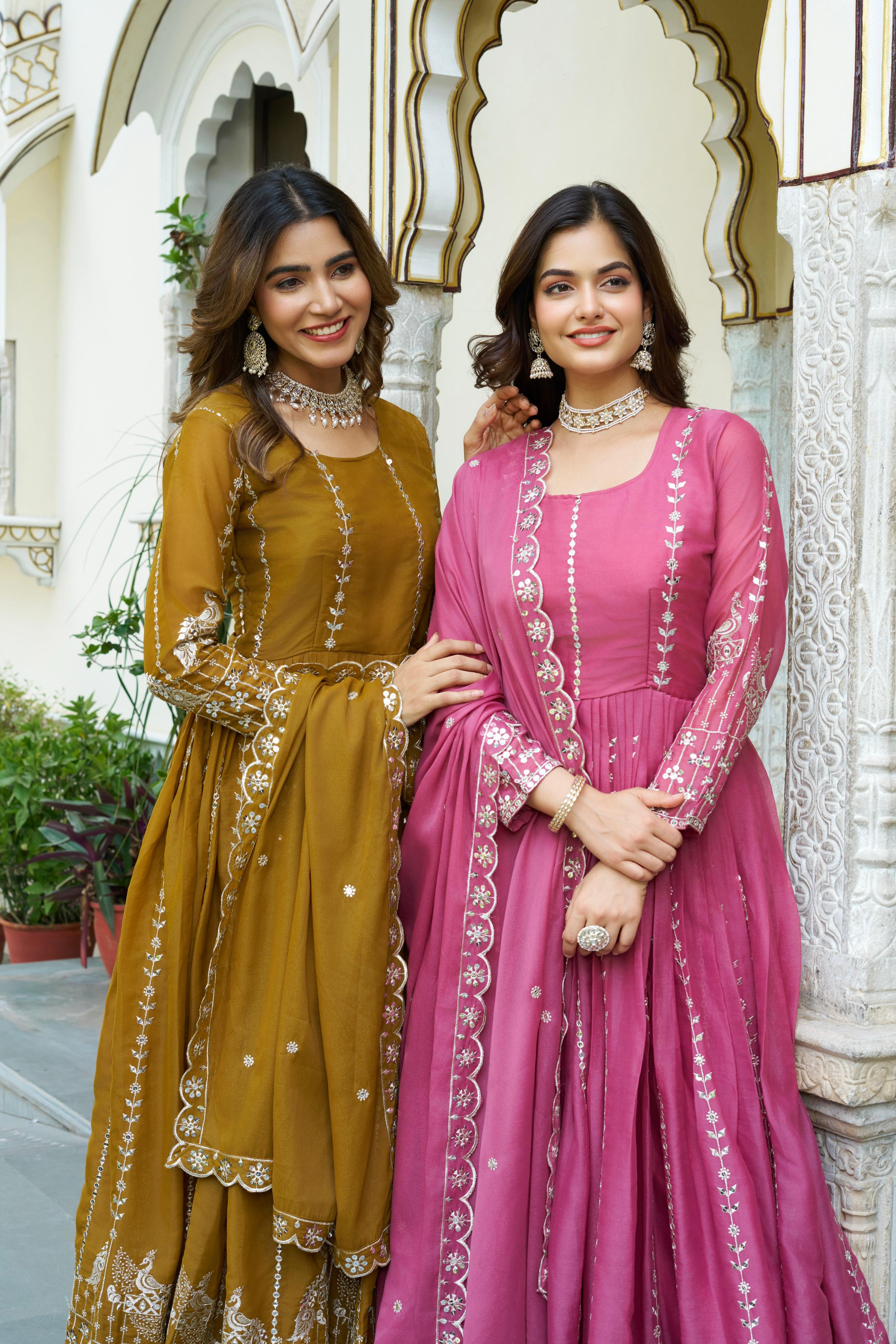 Embroidered Party Wear Gown with Dupatta