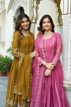 Embroidered Party Wear Gown with Dupatta