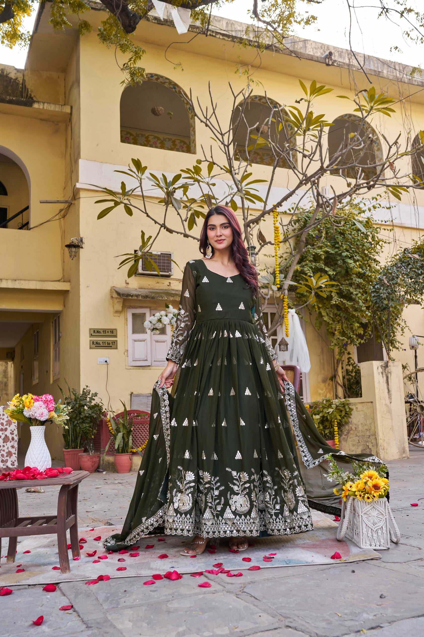 Party wear embroidered gown India
