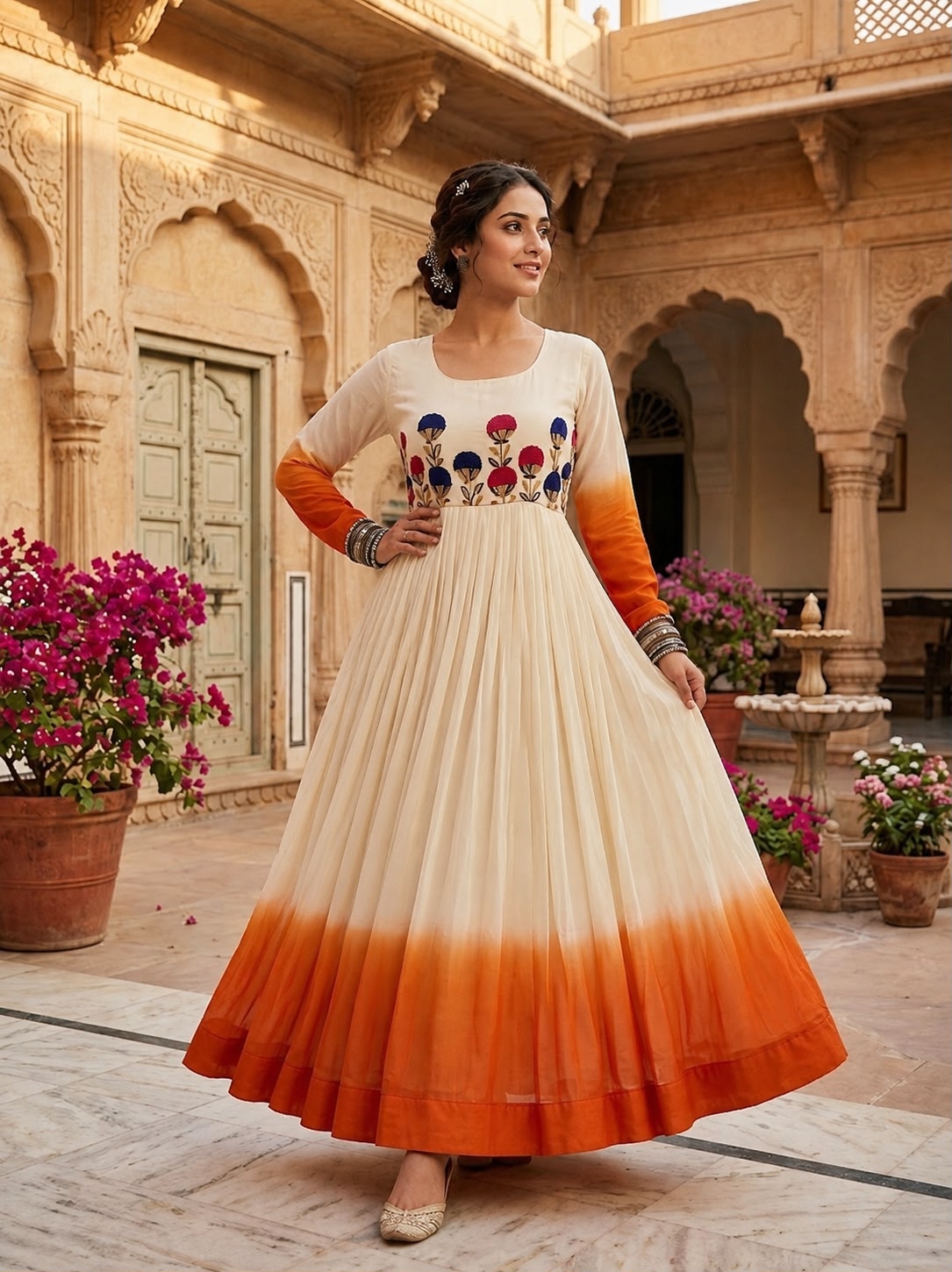 full sleeves party wear gown