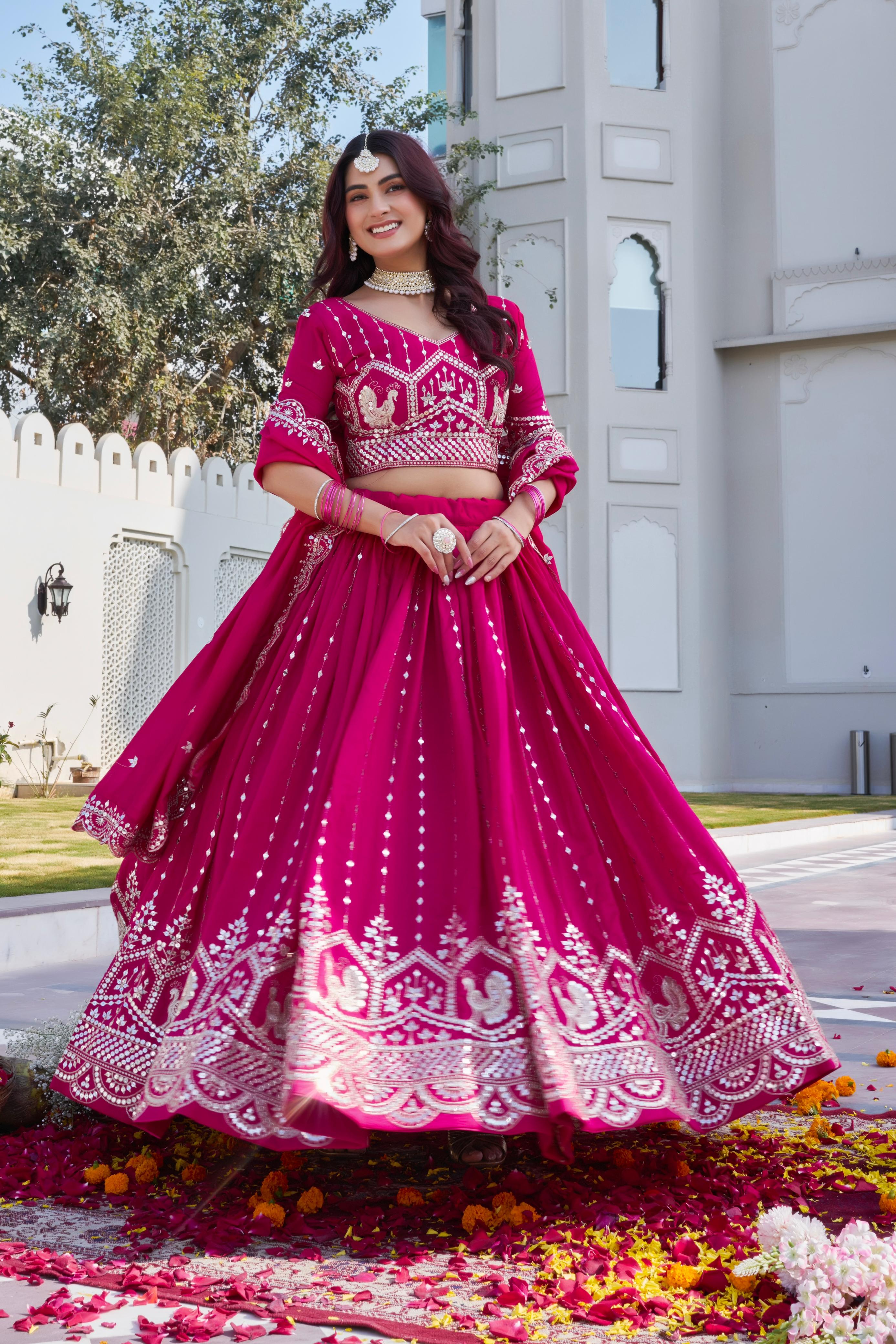 Festive lehenga choli with sequence and thread work