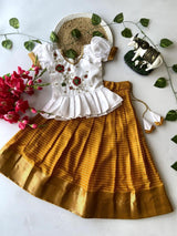 Premium Pattu Paavadai & Sattai – Dola Silk Lehenga with Weaving Pattu Border