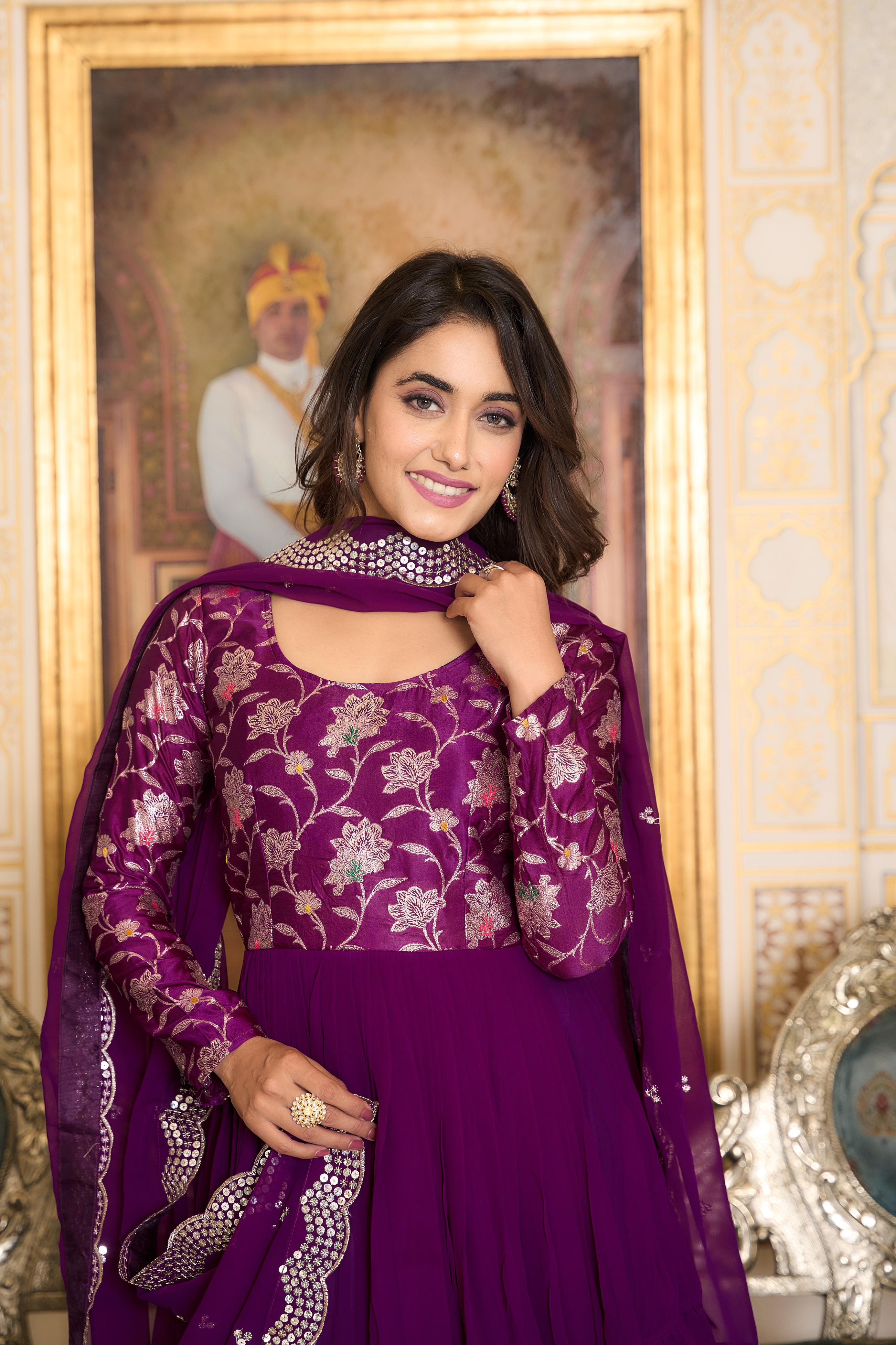 sequin embroidery gown