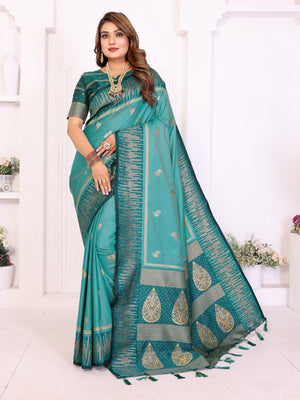 Wedding wear south silk saree rama blue