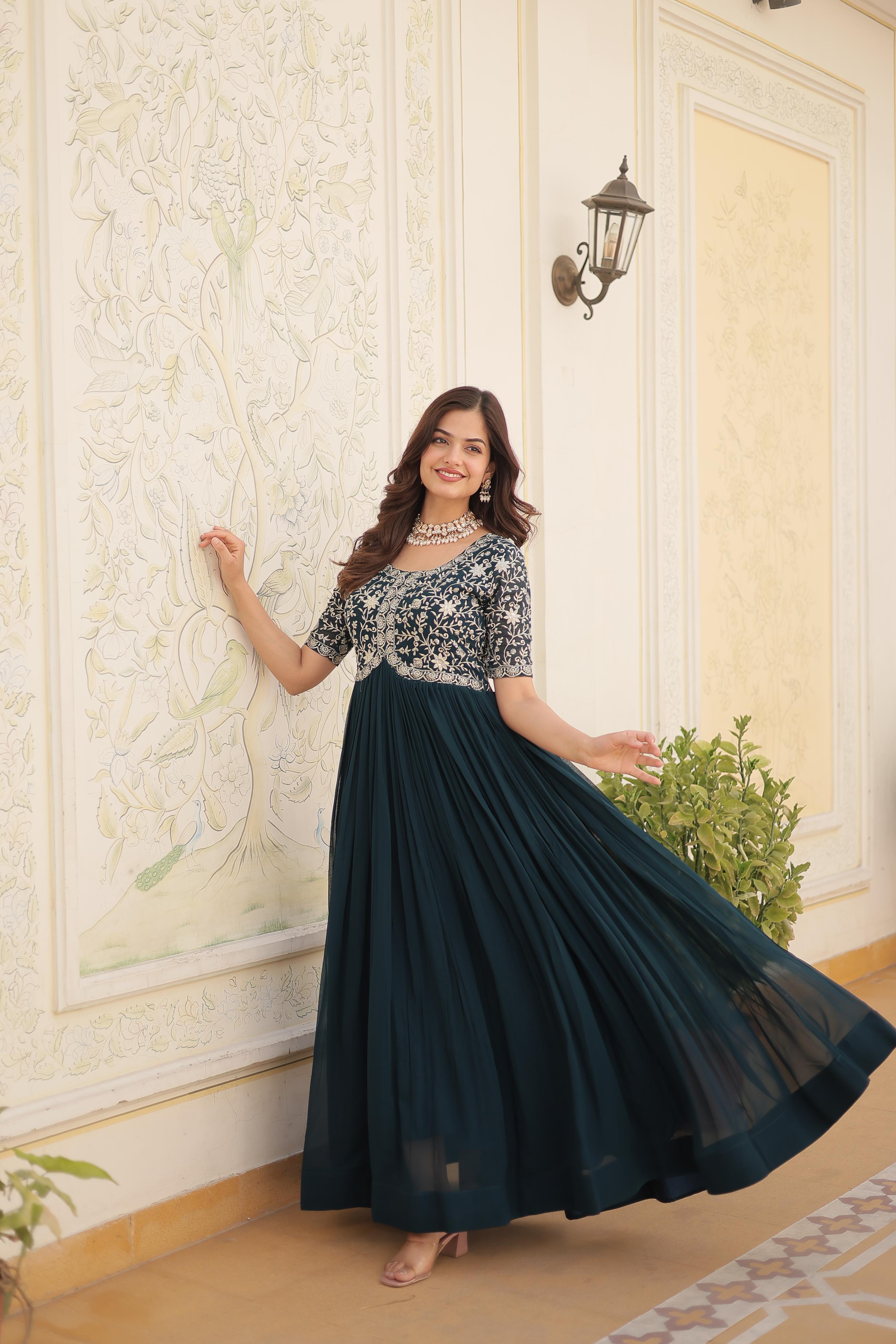  designer rama green dress
