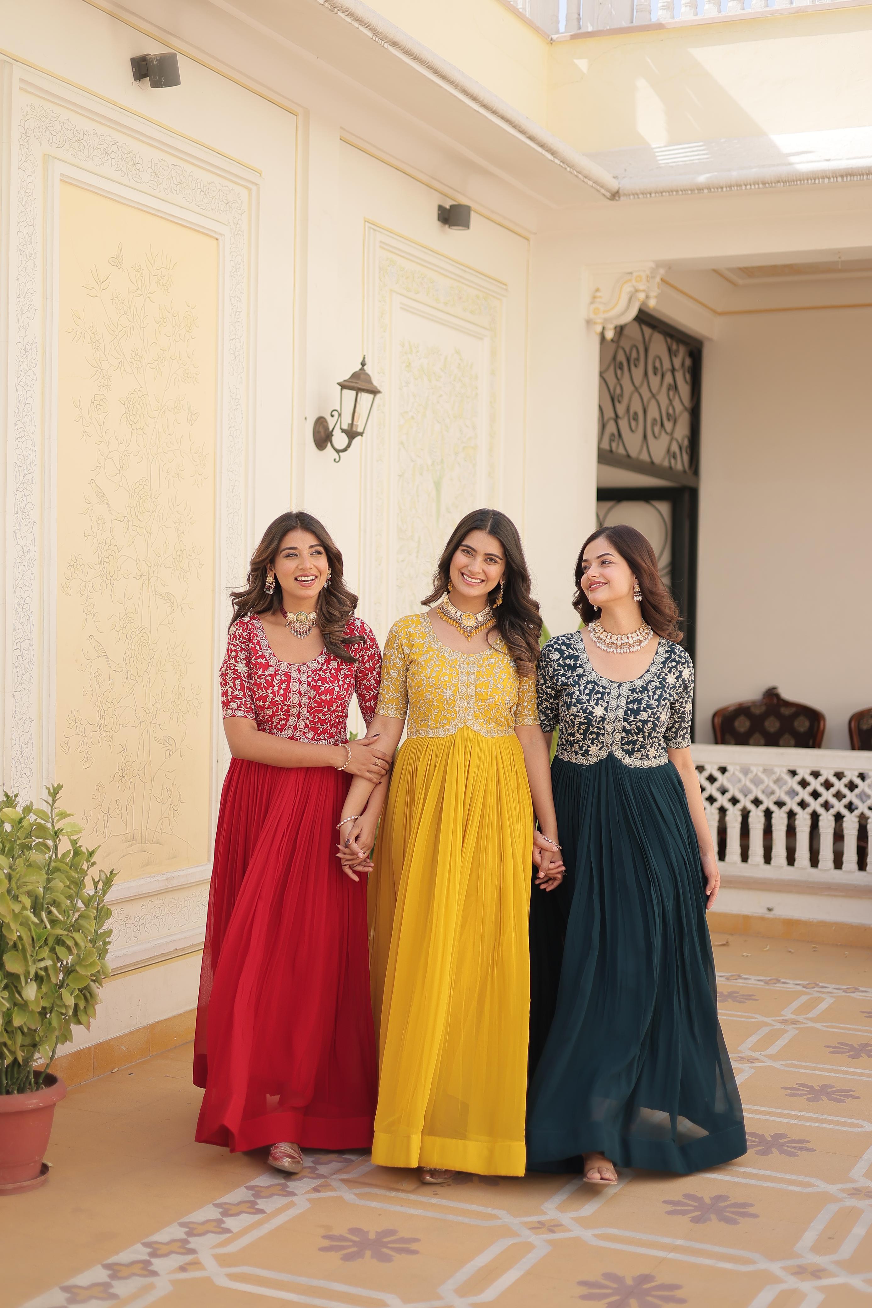 embroidered ethnic gown