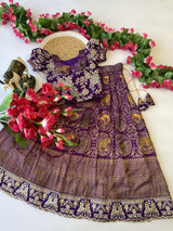 Traditional Pattu Paavadai & Sattai Dress – Banarasi Silk Lehenga with Viscose Dola Silk Blouse