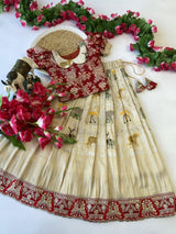 Traditional Pattu Paavadai & Sattai Dress – Banarasi Silk Lehenga with Viscose Dola Silk Blouse