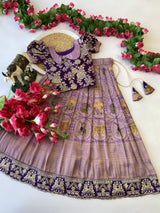 Traditional Pattu Paavadai & Sattai Dress – Banarasi Silk Lehenga with Viscose Dola Silk Blouse