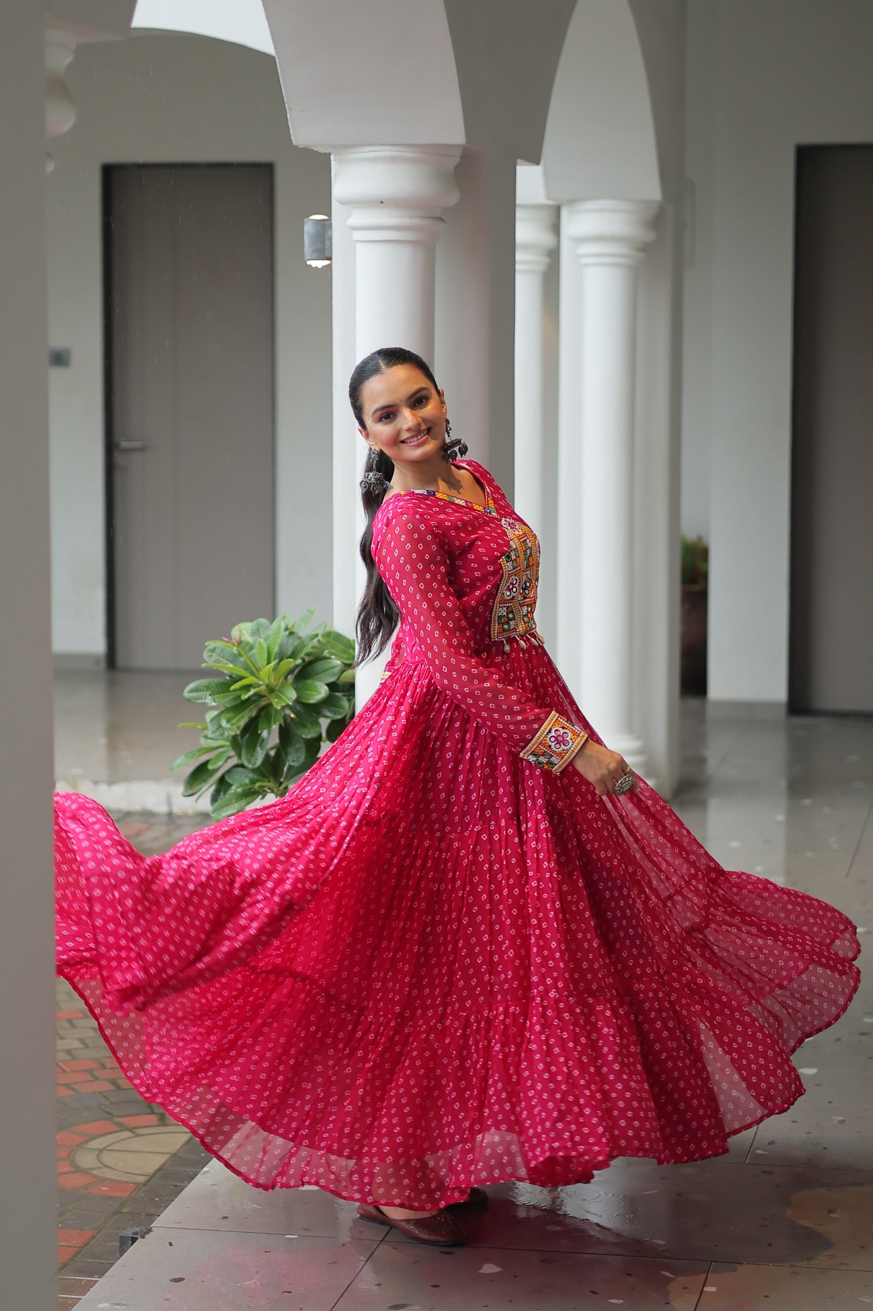 bandhani print dress
