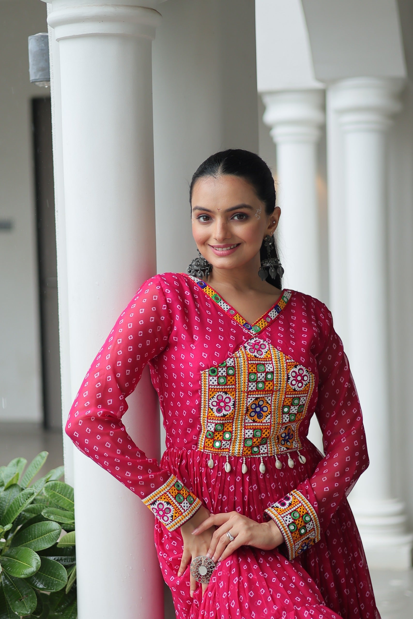 bandhani print gown