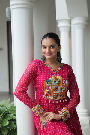 bandhani print gown