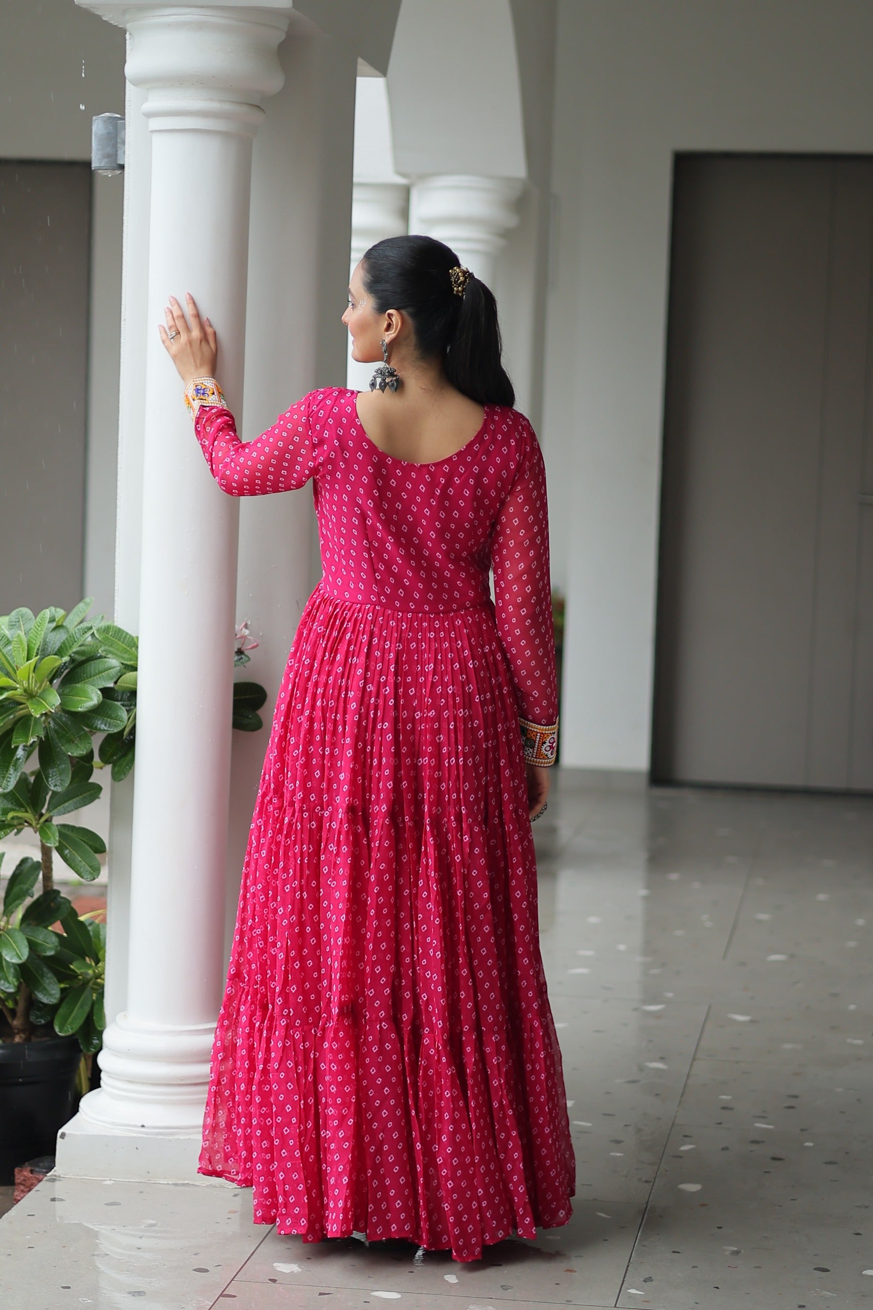 bandhani gown party wear