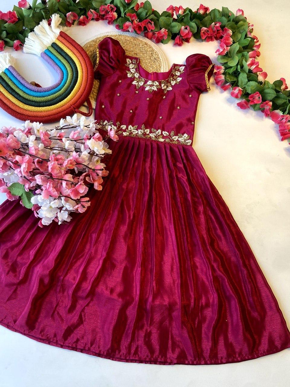Exclusive Chinnon Kids Gown with Handwork Top
