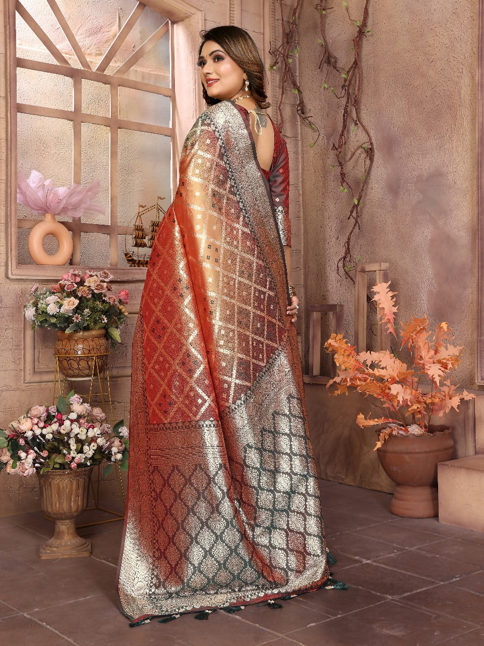 festive silk saree