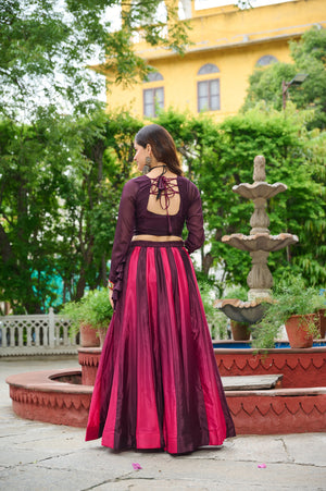 Traditional lehenga with chain and dori closure