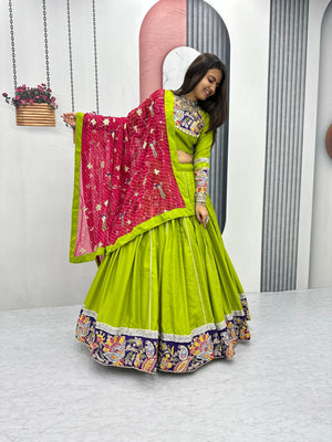 Festive green and purple lehenga choli collection

