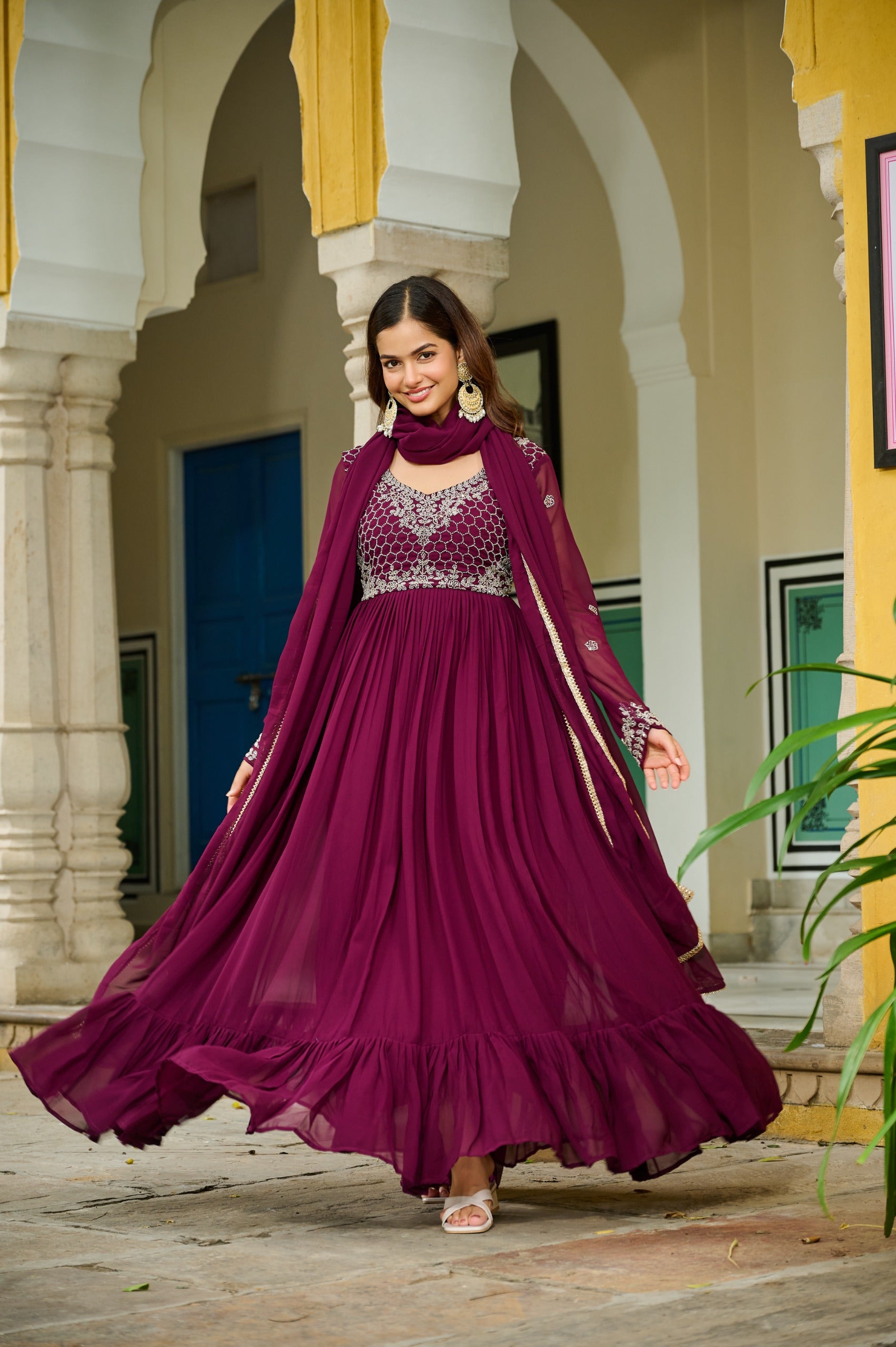 ReadyMade Gown with Beads Embroidery for Weddings