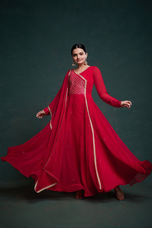 Indian ethnic red gown for women