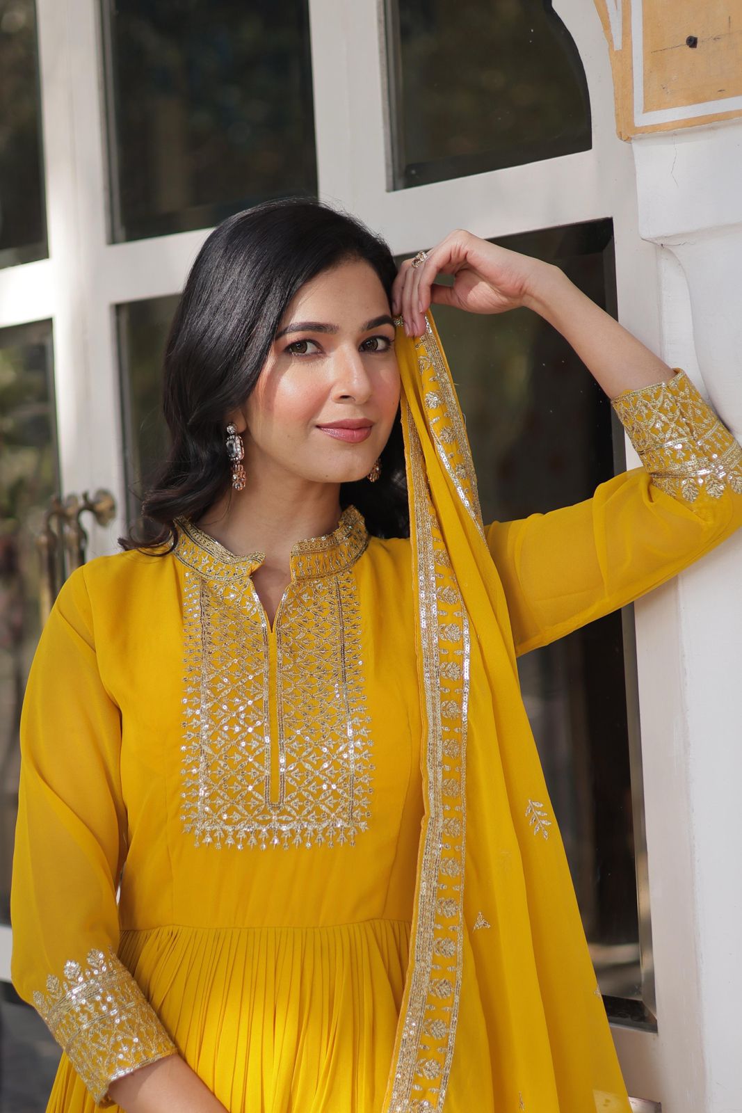  yellow sequin gown