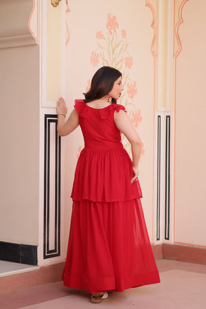 Red ethnic gown back view

