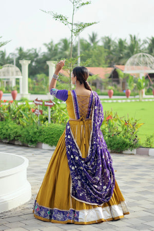 Traditional Indian lehenga choli with dupatta

