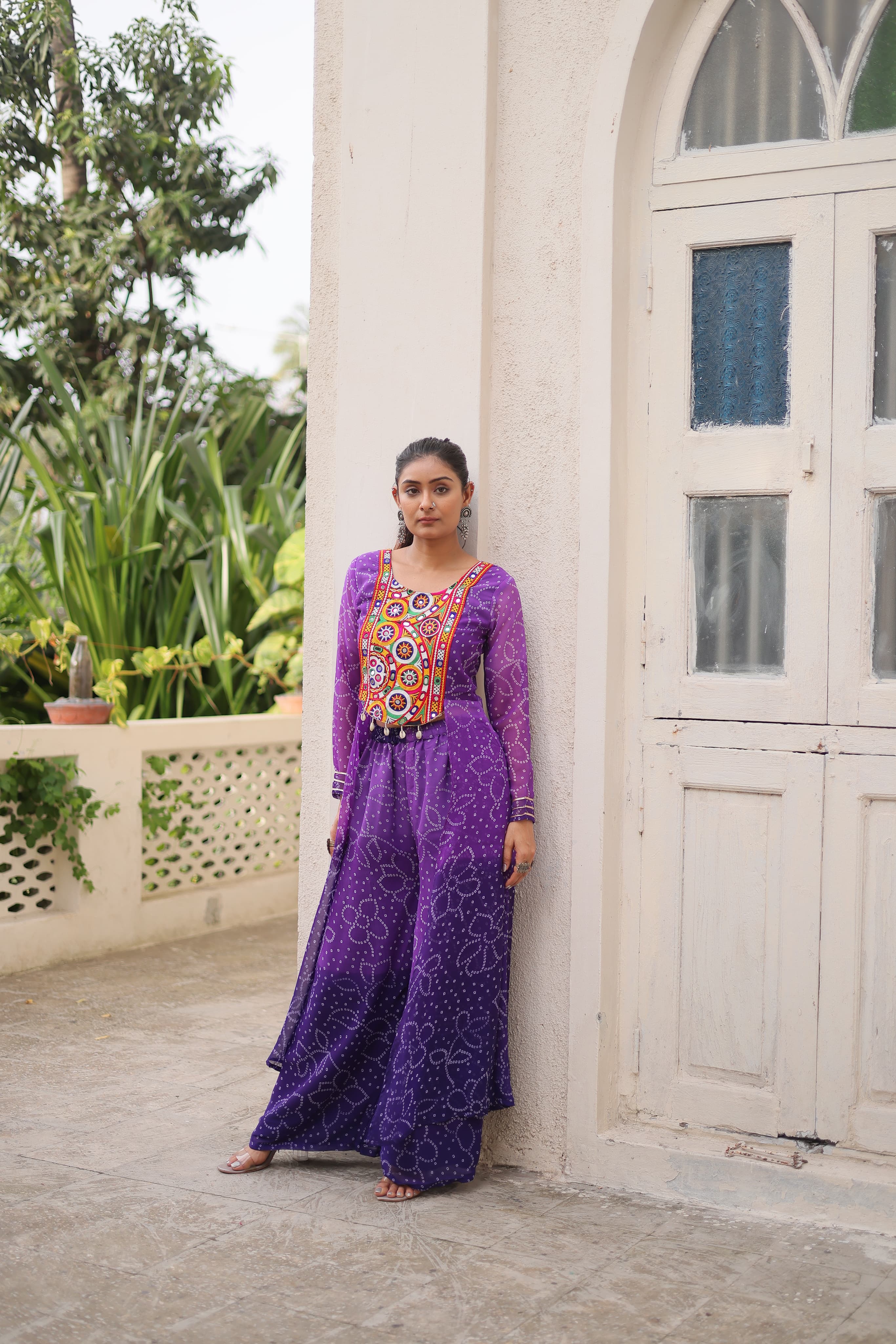 Adjustable waist Bandhani palazzo pants

