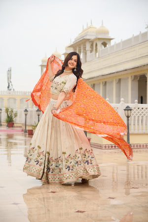 Pure Tissue Silk Lehenga Choli with Bandhej Dupatta