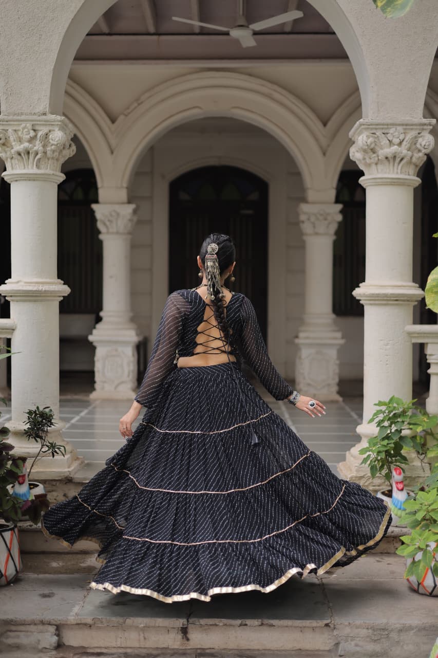 Black Mirror Lace Lehenga Choli