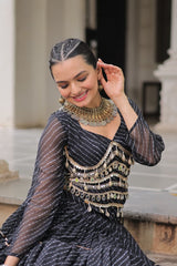 Traditional Black Leheriya Lehenga Outfit vastralyn