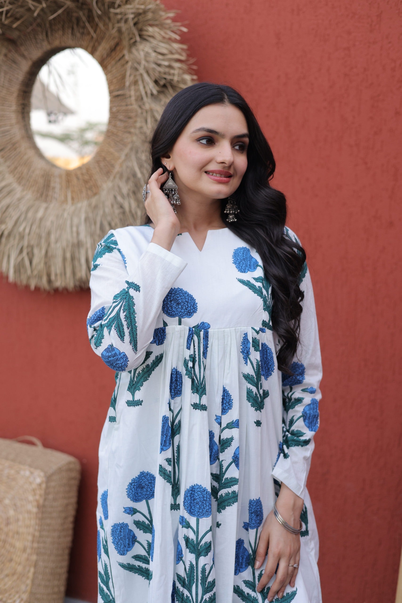 Stylish Printed Cotton Kurti Pant Set for Women with Floral Design – Casual & Daily Wear Outfit