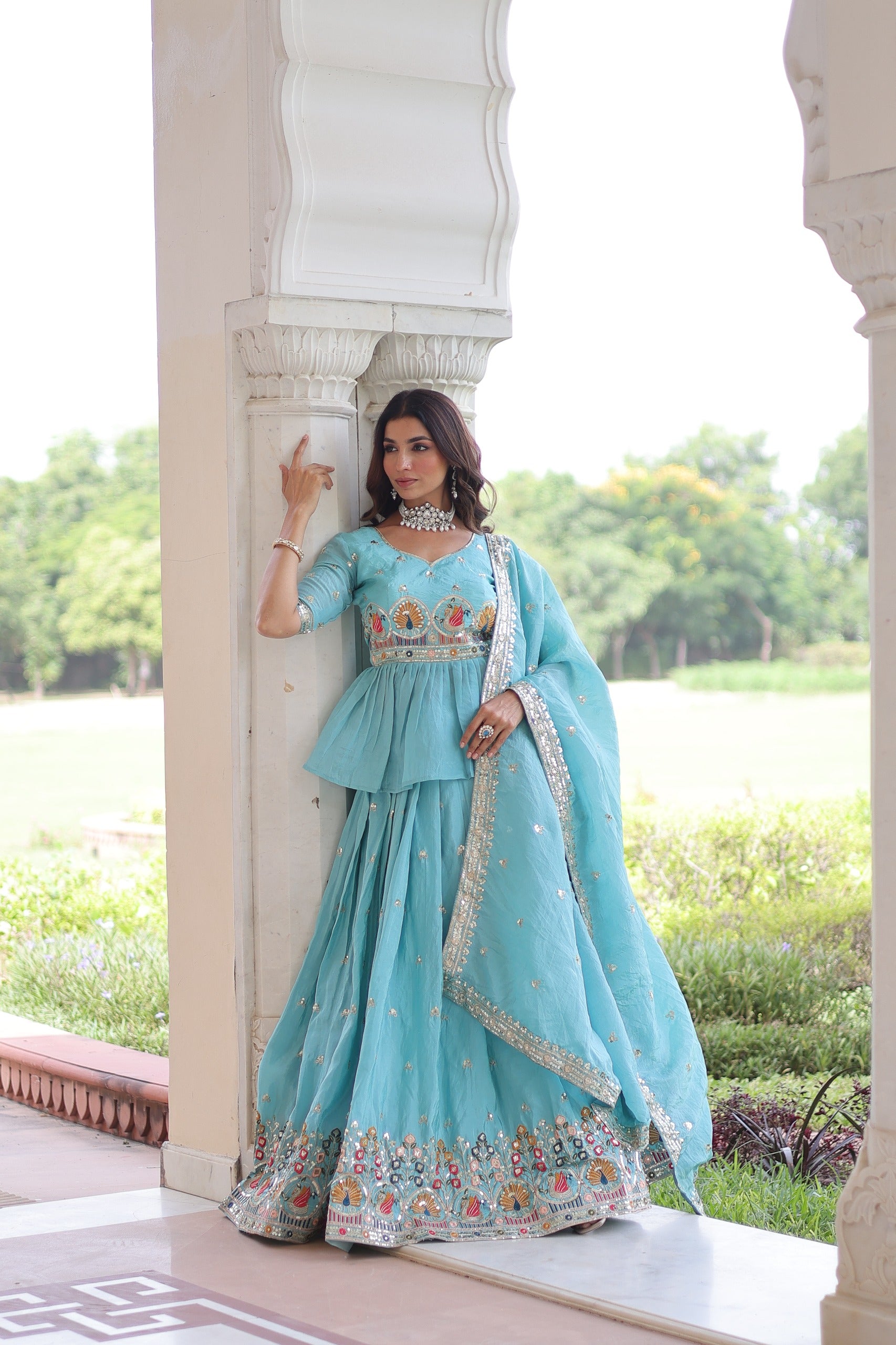 "Elegant Blue Lehenga Choli for weddings and festivals