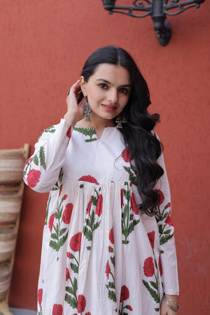 Elegant floral printed cotton kurti set for women designed for comfort and everyday ethnic styling.