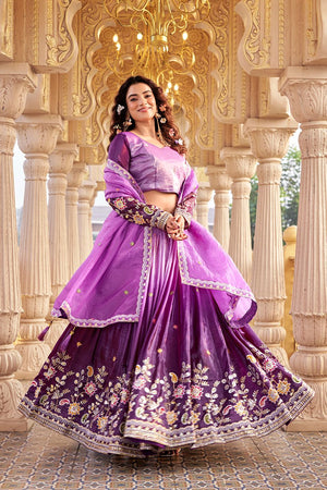 Gold Crush Embroidered Lehenga Choli with Dupatta
