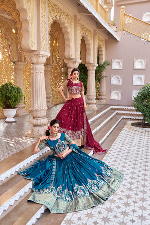 designer vichitra lehenga choli with embroidery