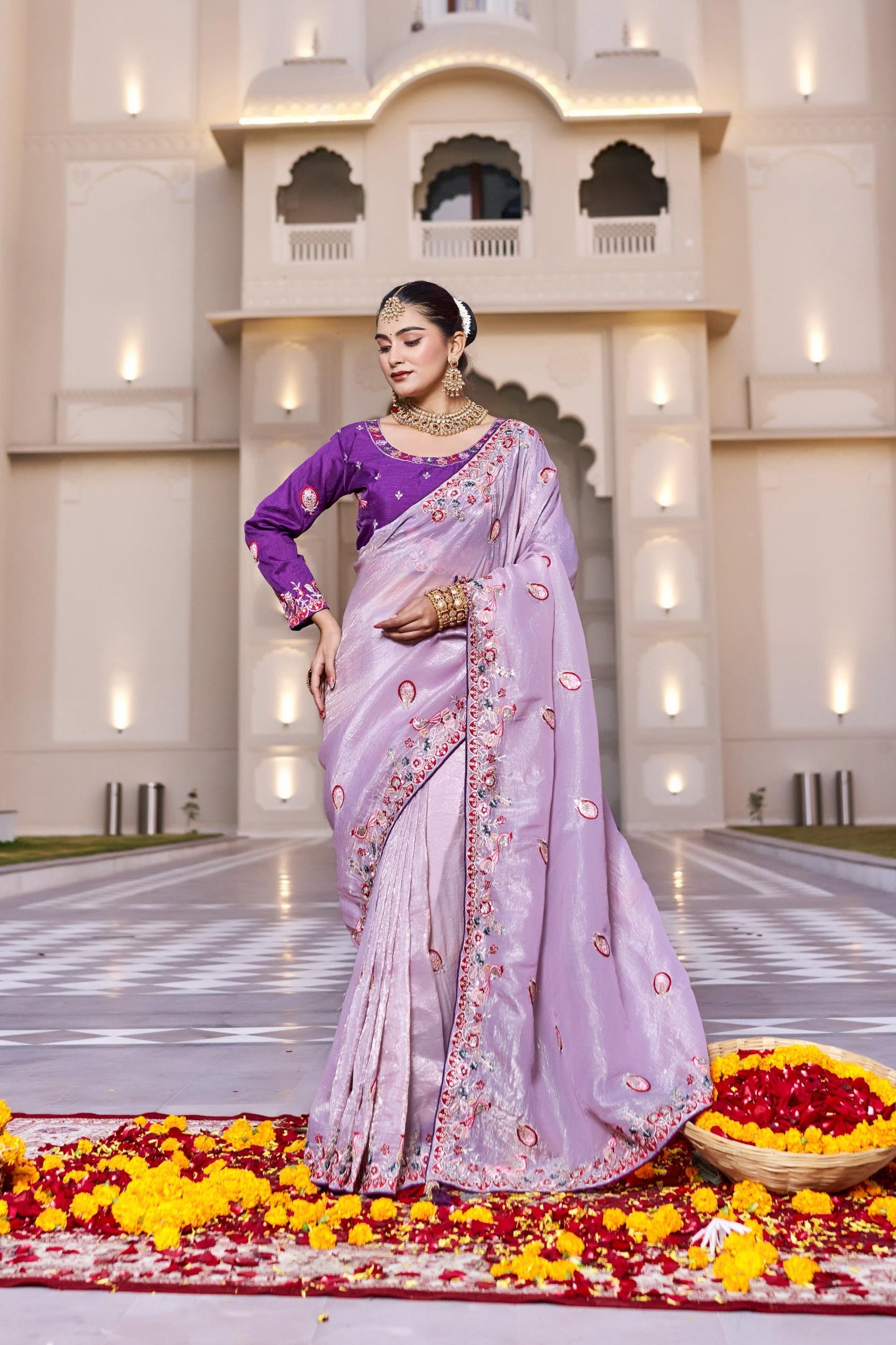 pure ho silk embroidered saree