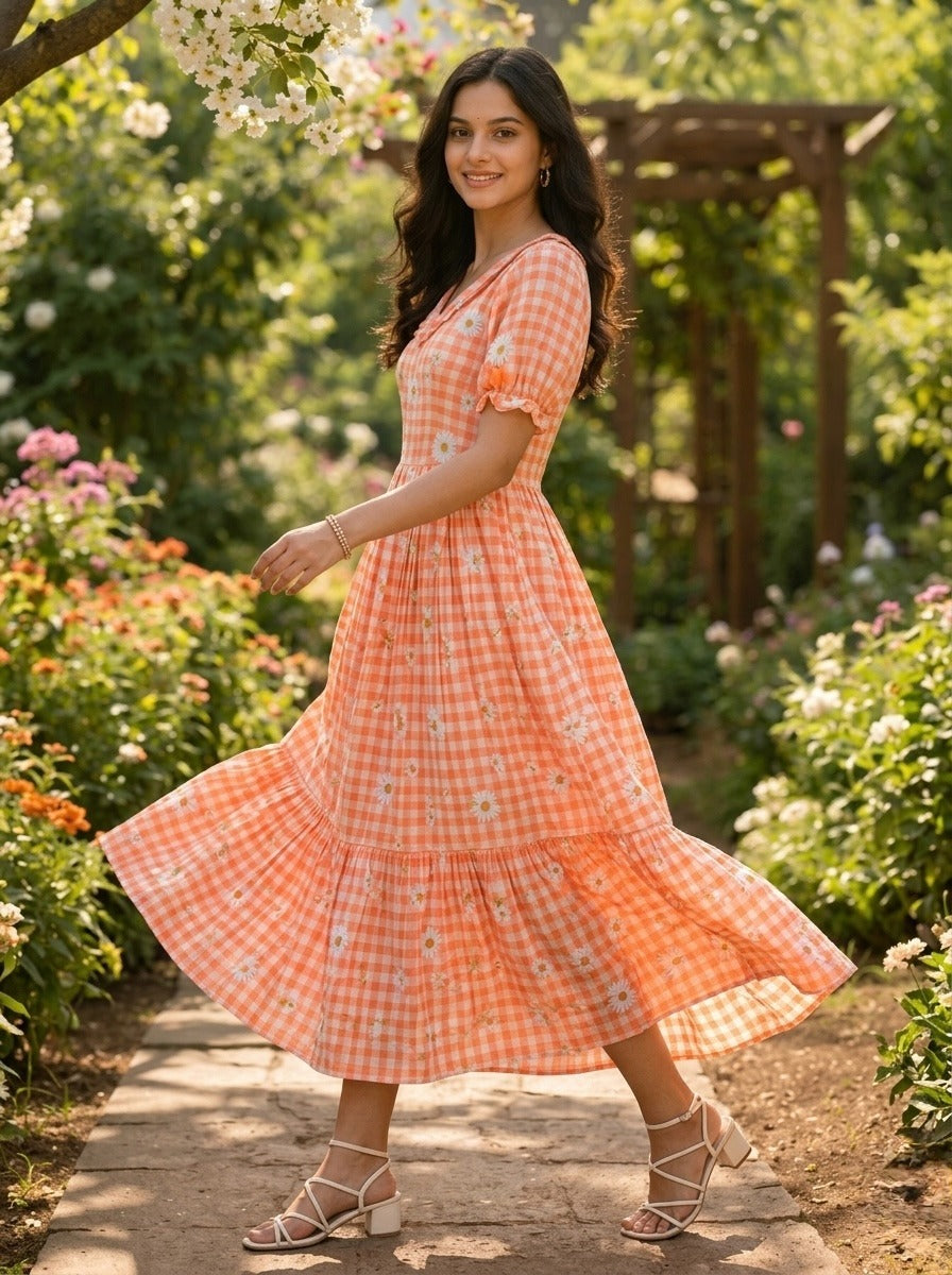 puff sleeve kurti with 5.5 meter flair