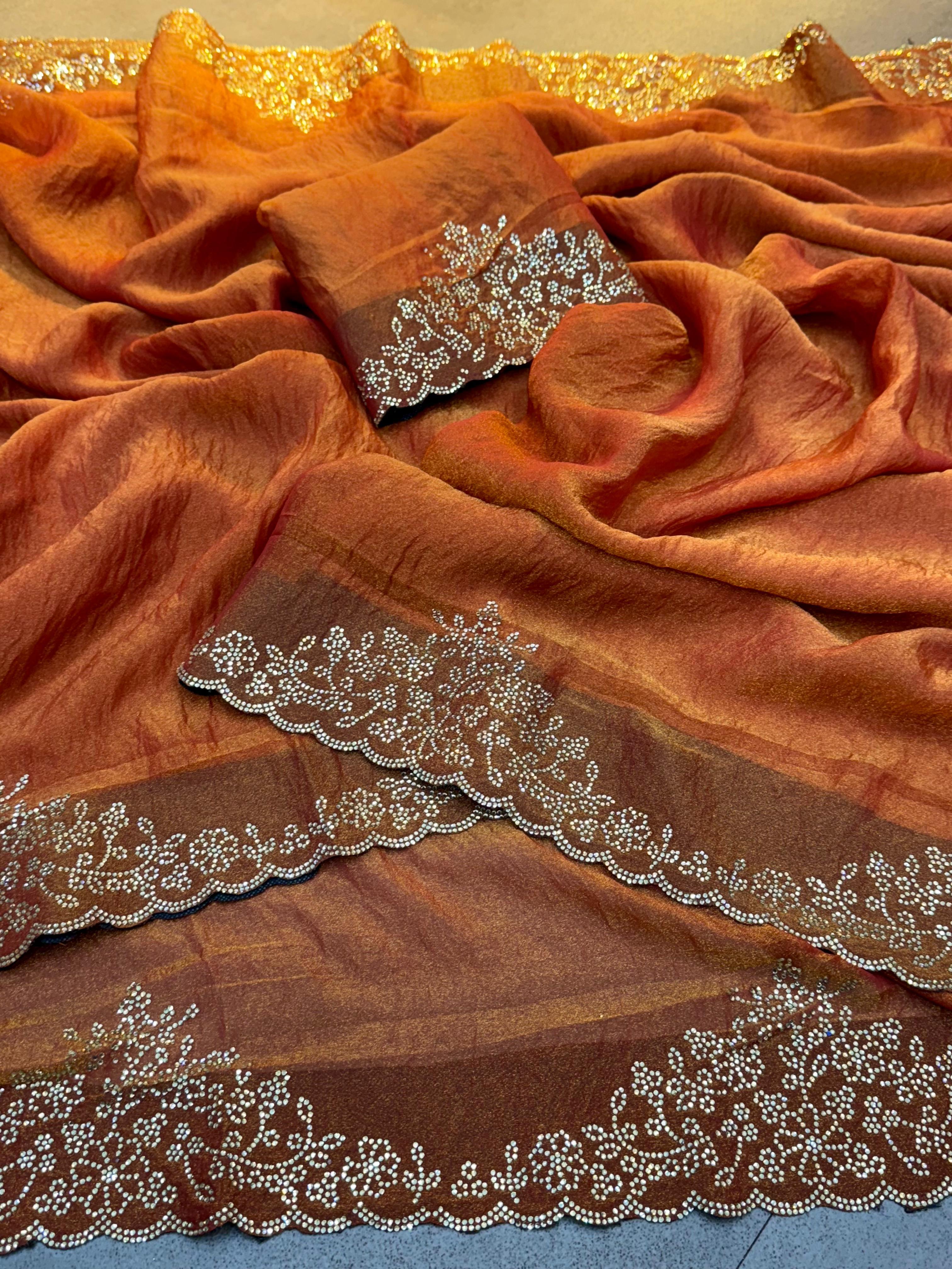 Wedding special designer saree with embroidery