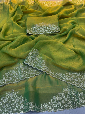 Wedding special designer saree with embroidery