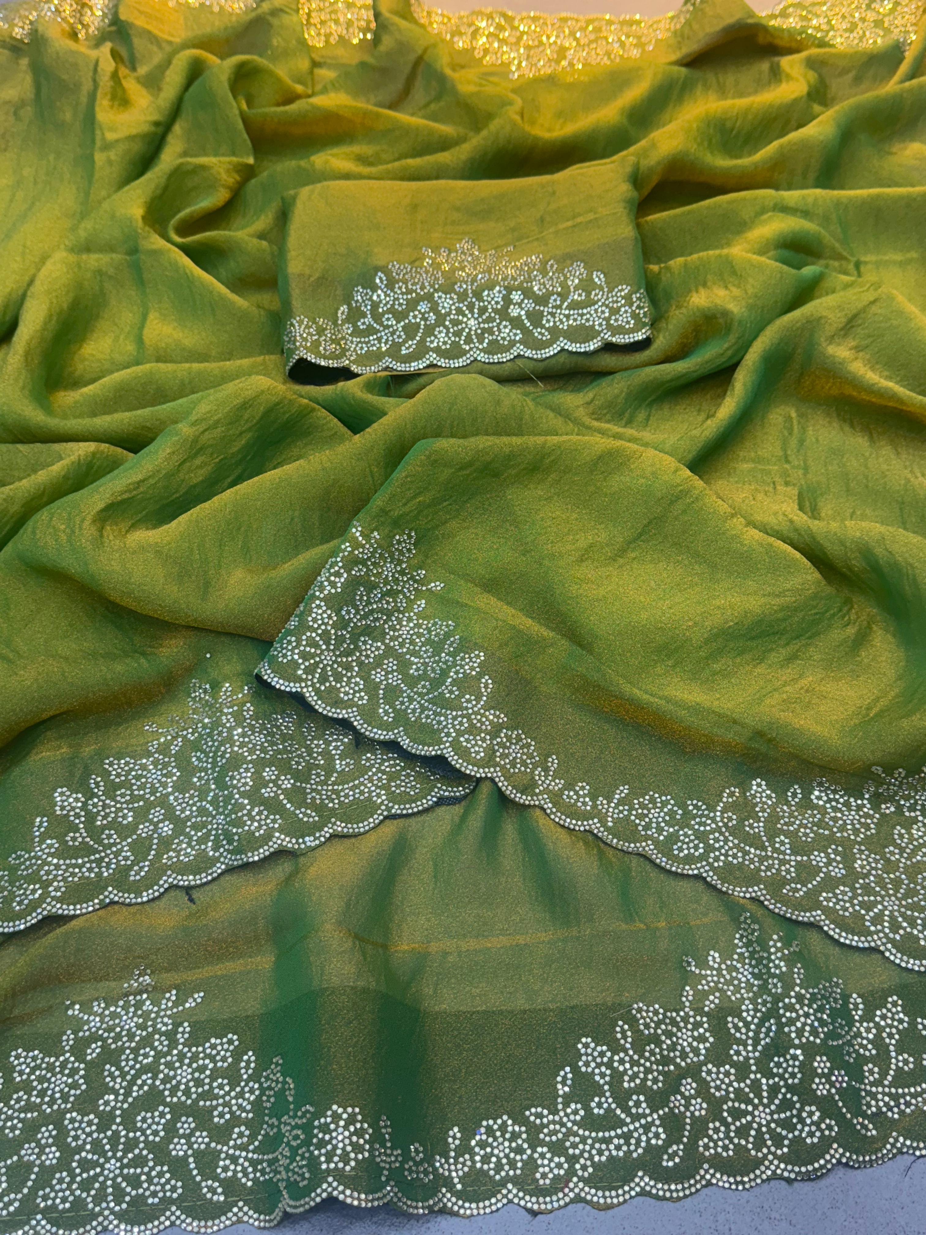Wedding special designer saree with embroidery