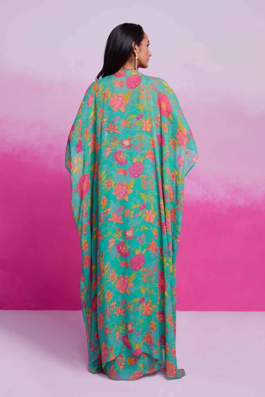  turquoise floral coord set