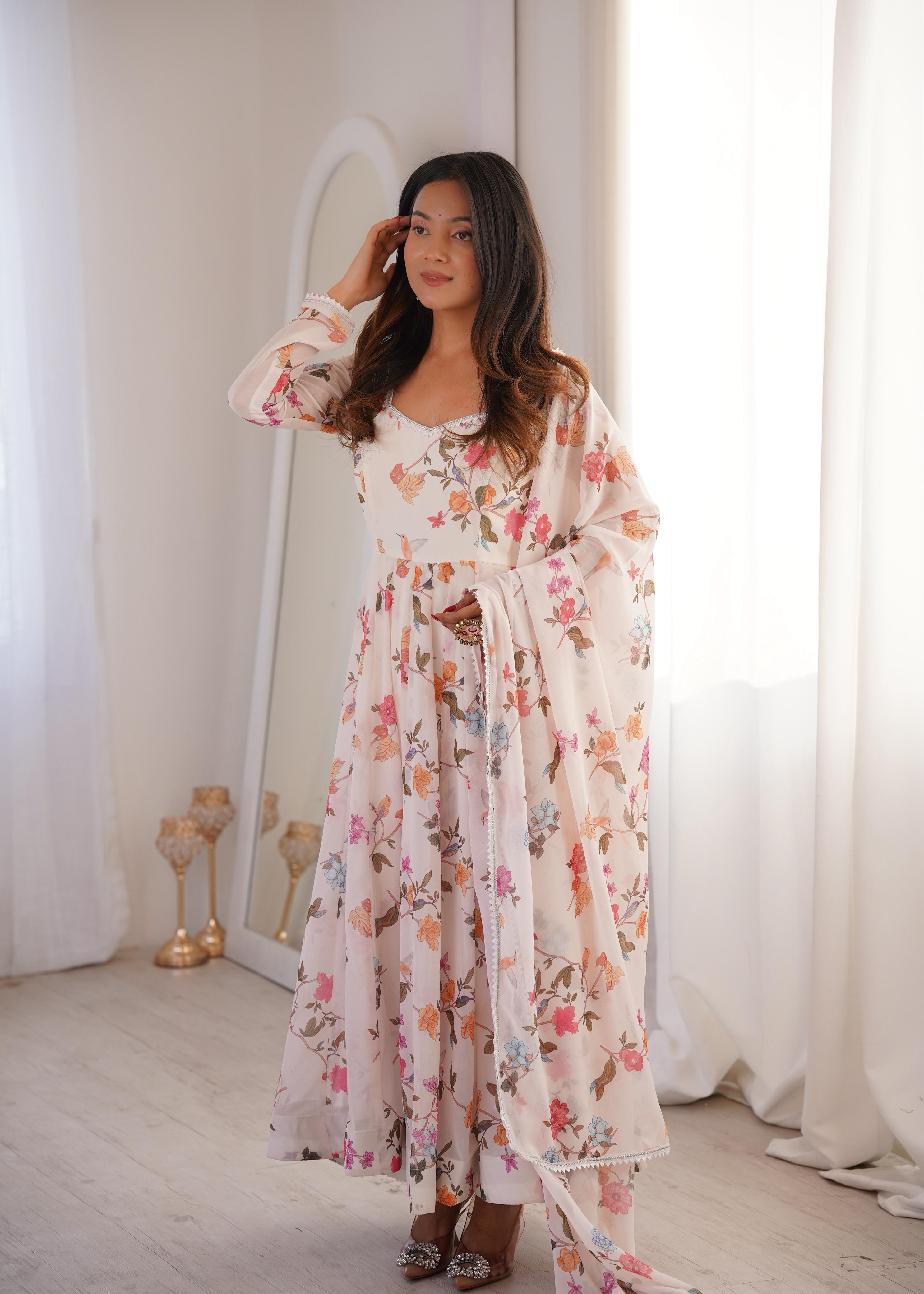 floral georgette gown party wear