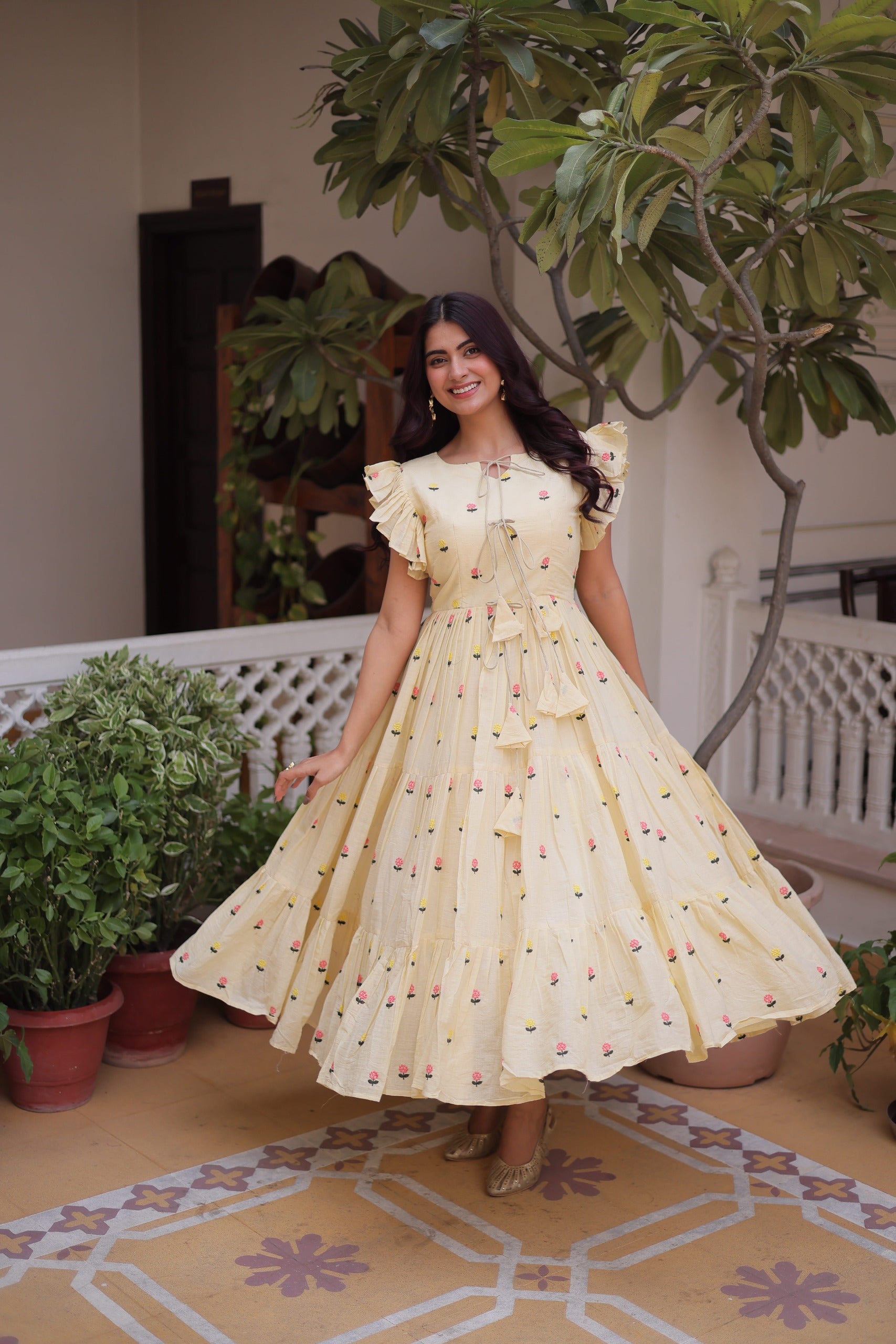 festive cotton kurti with embroidery work