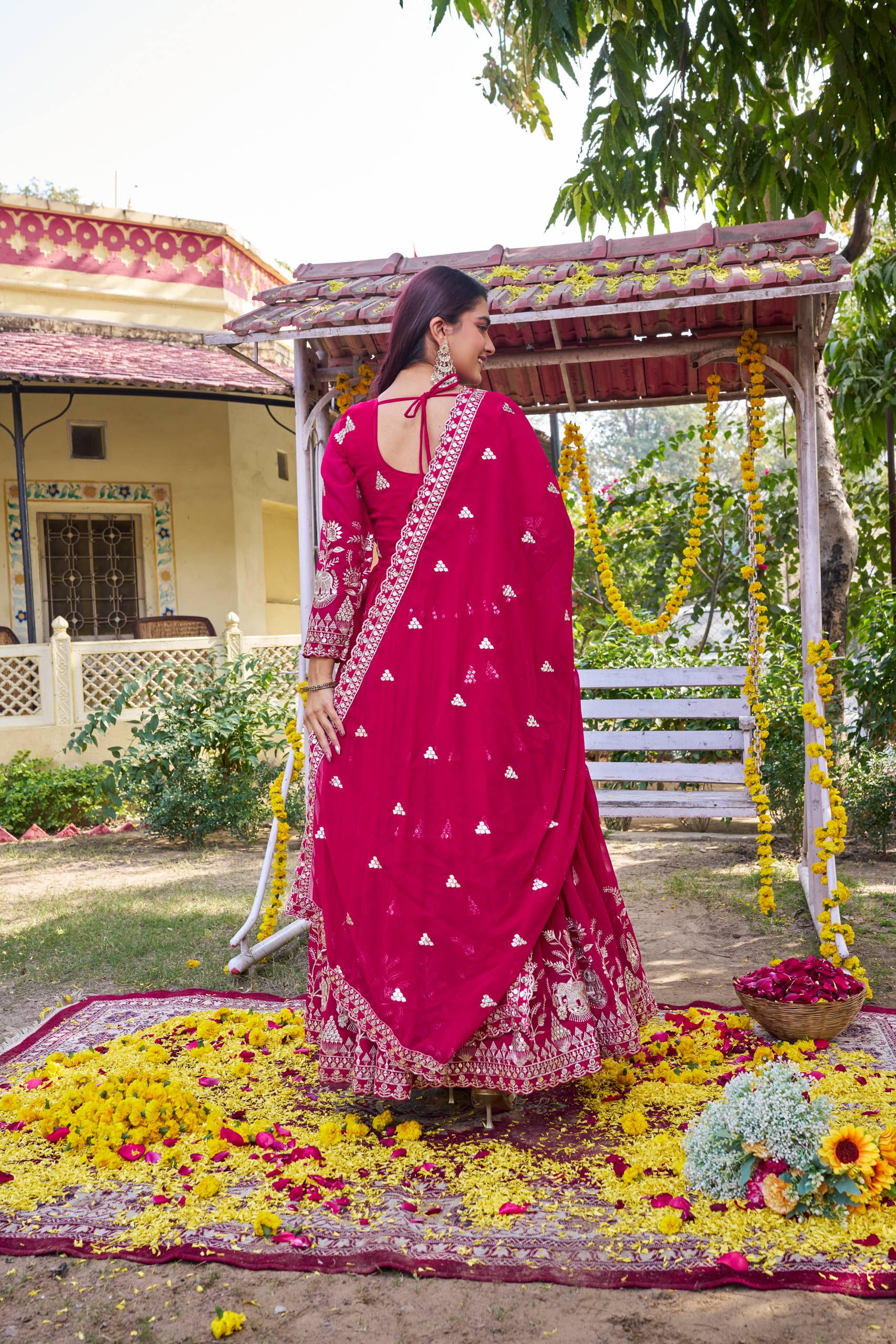 Heavy sequence work Fox Georgette gown for women